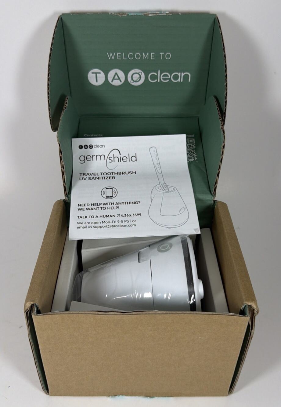 TAO Clean Germ Shield UV Toothbrush Sanitizer Cleaner White Open Box